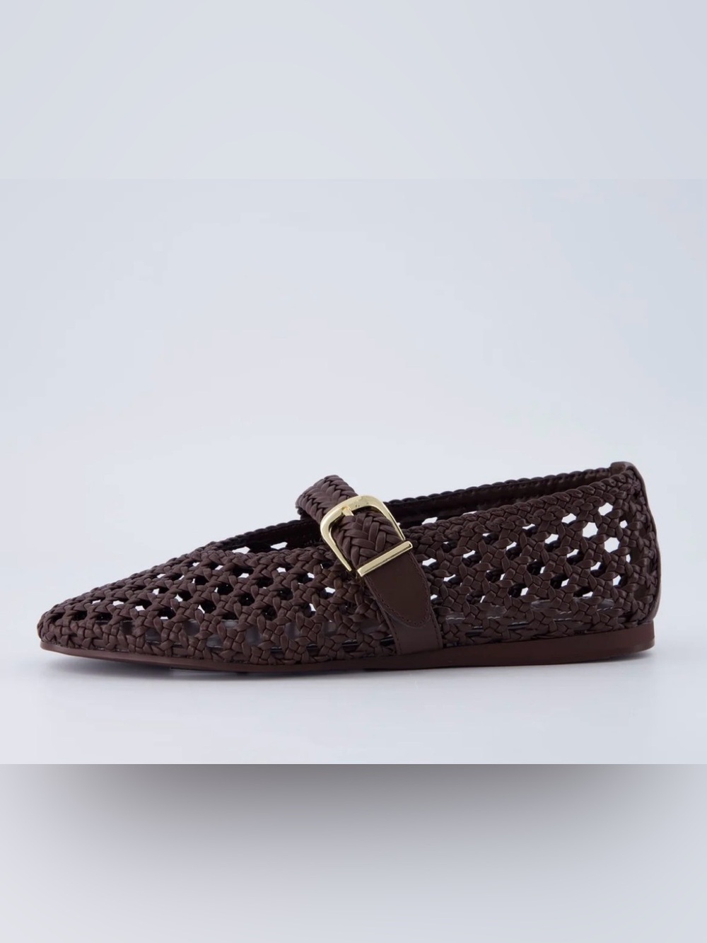 Braided Mary Jane Flat Mule in Dark Brown-10
